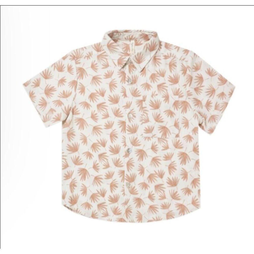 Rylee + Cru Tan Button Down Shirt Lightweight Paisley
